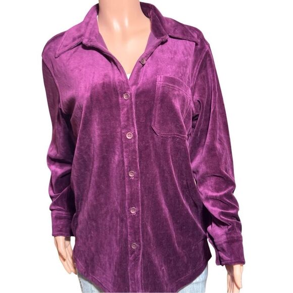 Pulp long sleeve button down velour chest pocket shirt M - Picture 2 of 6